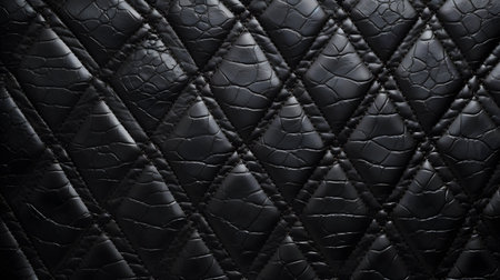 Black leather texture background. Close-up of black leather texture.の素材