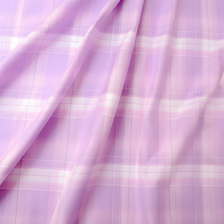 Pink checkered fabric background. Cloth texture.の素材