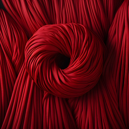 Red cable twisted into a spiral. 3d rendering, 3d illustration.の素材