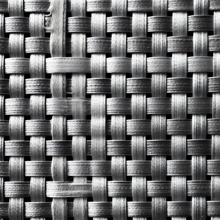 woven rattan black and white background close-up macro photoの素材