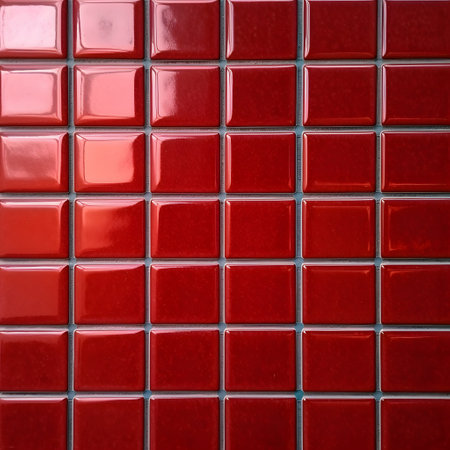 Red ceramic tile wall texture background, square pattern of ceramic tiles.の素材