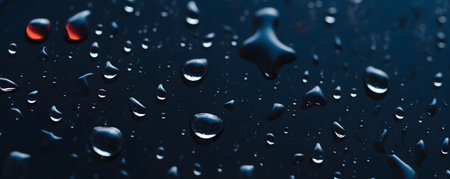 Water drops on a dark blue background. Abstract background for design.の素材
