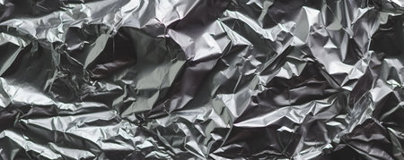 background of crumpled aluminum foil texture, panoramic shotの素材
