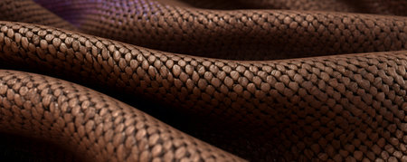macro texture of a brown knitted fabric with a relief patternの素材