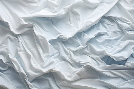 White crumpled fabric texture background.の素材