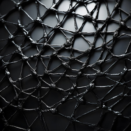 Close-up of a black nylon net. Abstract background for design.の素材