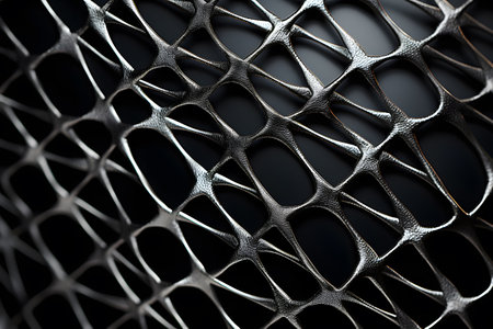 abstract background of metal grid, close-up, black backgroundの素材