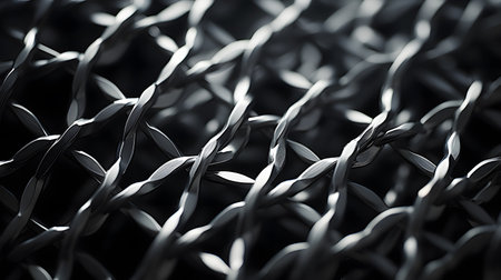 Closeup of a chain link fence. Monochrome image.の素材