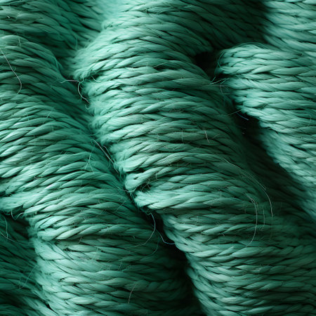 Close up of a green rope. Abstract background and texture for design.の素材