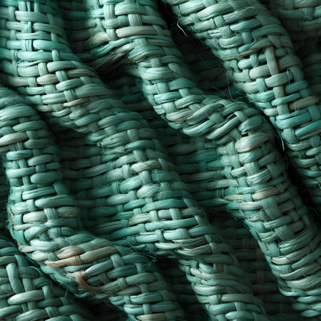 Close up of green braided rattan texture. Abstract background and texture for design.の素材