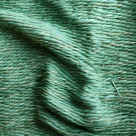 Green wicker texture background. Closeup of green wicker texture background.の素材