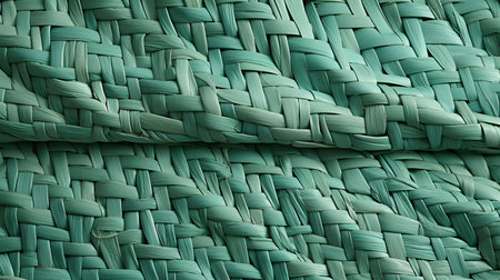Green woven rattan texture. Close-up. Abstract background.の素材