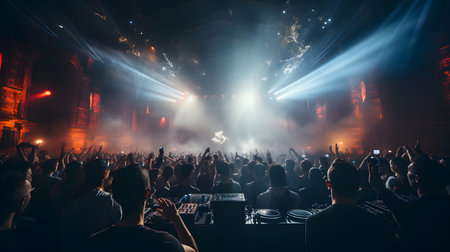 Crowd in front of the stage during a live concert - stock imageの素材
