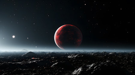 Fantasy alien planet in deep space. 3D Rendering.の素材