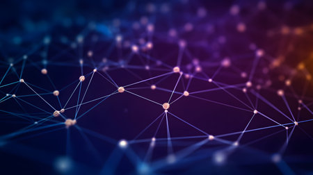 Abstract polygonal space low poly dark background with connecting dots and lines. Connection structure. 3d renderingの素材