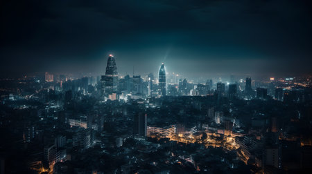 Night view of city. Panoramic viewの素材