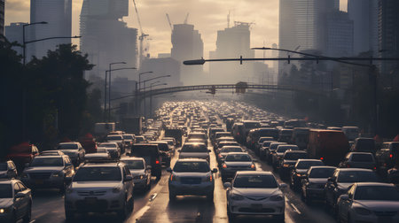 Traffic jam in cityの素材