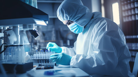 scientist working with test tube in laboratory, science research and development conceptの素材