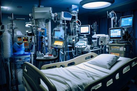 Interior of the operating room in a modern hospital. Medical equipment.の素材