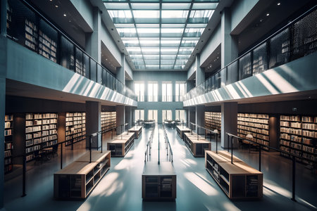 Interior of a modern library. Concept of education and knowledge.の素材