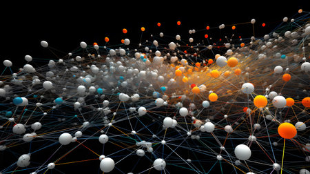 Abstract 3d rendering of chaotic structure. Futuristic technology style background.の素材