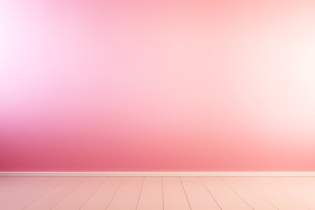 3d rendering of pink pastel room with wooden floor and pink wallの素材