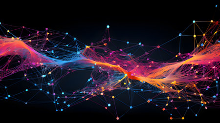 Abstract technology background with connection lines and dots. 3D Renderingの素材