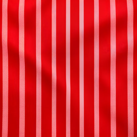 Red and white striped fabric as a background. Close-up.の素材