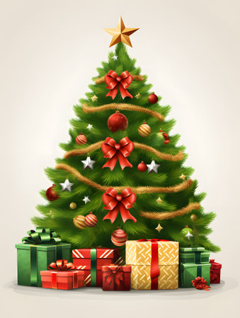 Christmas tree with gifts.の素材