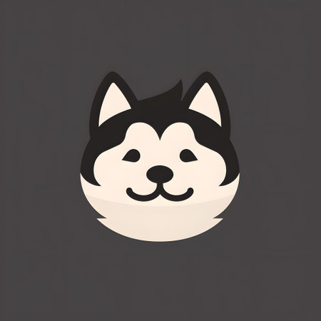 Siberian Husky dog face icon.の素材