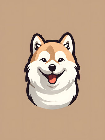 Samoyed dog head illustration. Shiba Inu breed.の素材