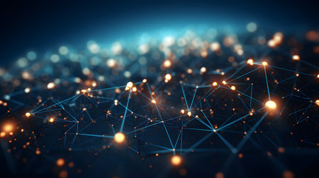 Abstract technology background with connecting dots and lines. Network concept. 3d renderingの素材