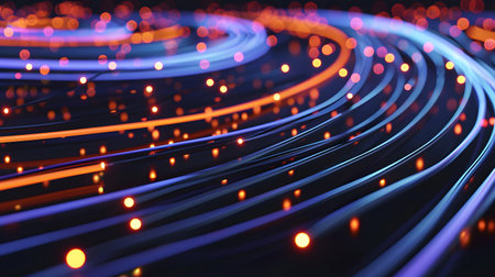 Abstract light trails background. Futuristic technology style.の素材