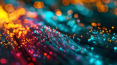 bokeh abstract light background, close up of fiber optic cableの素材