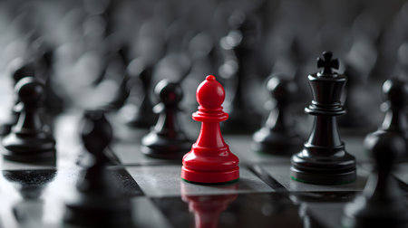 Chess pieces on a chessboard with shallow depth of field.の素材