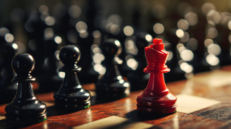 Chess pieces on a chessboard with shallow depth of field.の素材