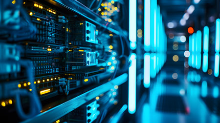 Network servers in data room Domestic Room.の素材