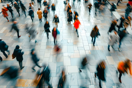 Blurred image of people walking in the city. Conceptual image.の素材