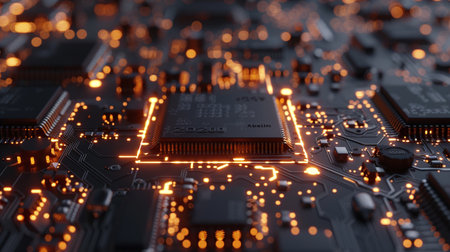 Close-up of electronic circuit board. Technology background.の素材