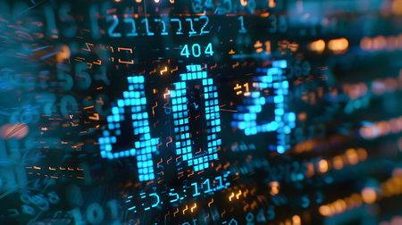 Big data concept. Binary code on computer screen.の素材