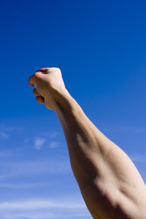Hand on sky,show challenge spiritの写真素材
