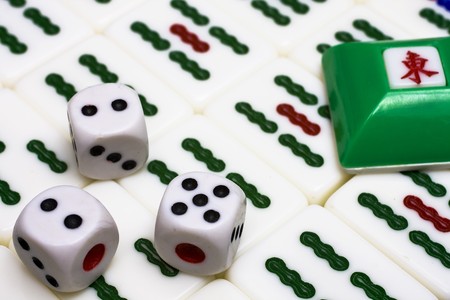 Mahjong - asian game with dicesの写真素材