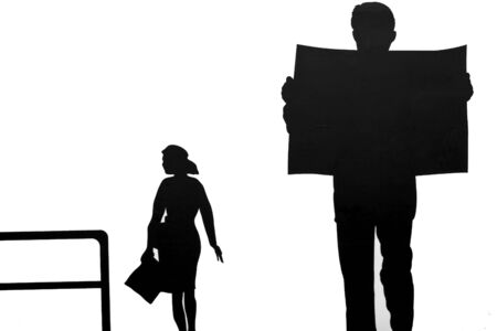 silhouette of people doing somethingの写真素材