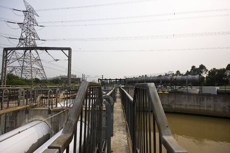 transmission tower station for make power to city