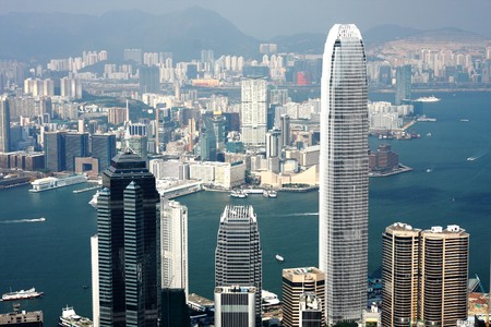 View of the Central district in Hong Kong 