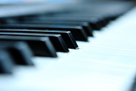 Close-up of a electronic piano keyboardの写真素材