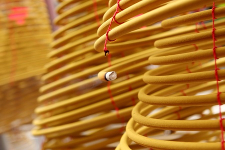 Circular incenses, decorations of traditional Chinese Buddhism temple of east. の写真素材