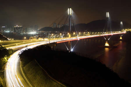 Ting Kau bridge at night の写真素材