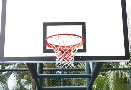 Basketball hoop close up at day