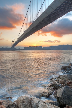 bridge at sunset moment, Tsing ma bridgeの写真素材
